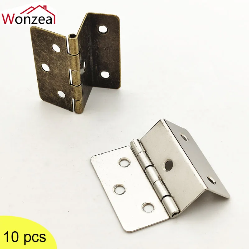 10Pcs Cabinet Door Luggage Furniture Decoration Hinge Jewelry Wood Boxes Vintage Chinese Hinges Iron Hardware With Screws