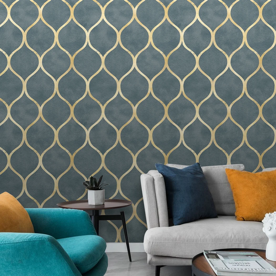 Modern Golden Striped Peel and Stick Wallpaper Dark Green Geometric Self Adhesive Wall Paper Removable Contact Paper for Bedroom - Image 3