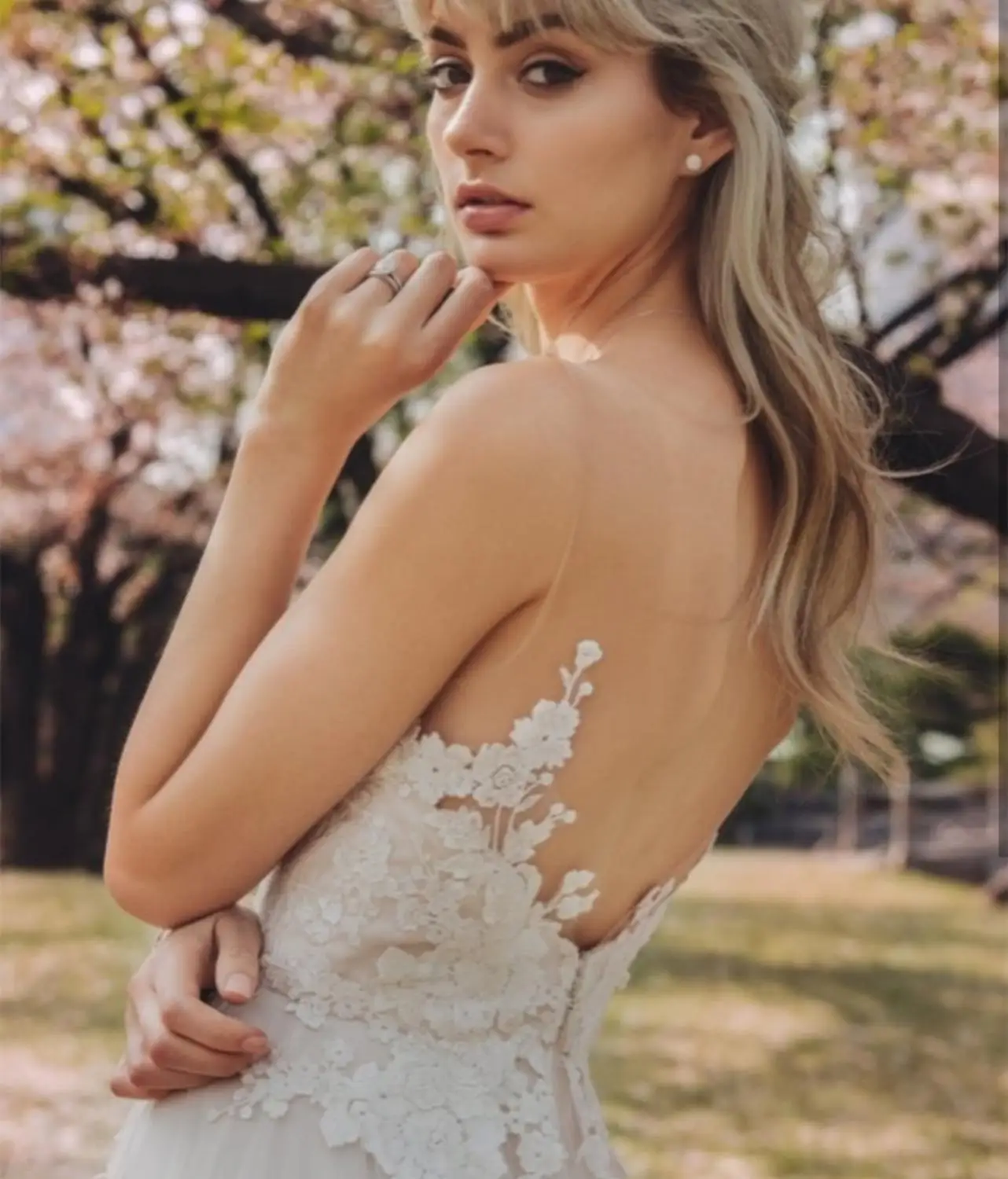 Vestido de noiva feminino, vestido de casamento linha a com rendas amor apliques ilusão tule comprimento até o chão personalizado