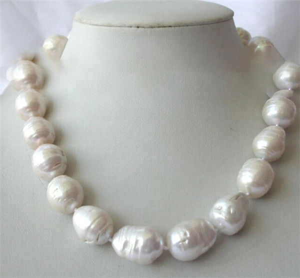 

HABITOO Stunning Big 16-18mm Baroque White Reborn Keshi Cultured Pearl Necklace Simple Classic Jewelry Wedding Party Wear