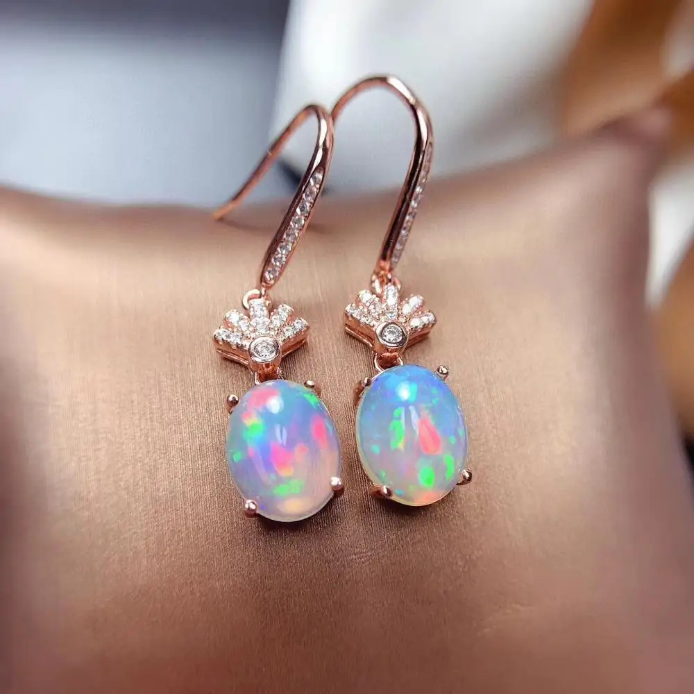 

6 ct Natural color opal ear studs, 925 silver fashion, beautiful colors, changing beauty.