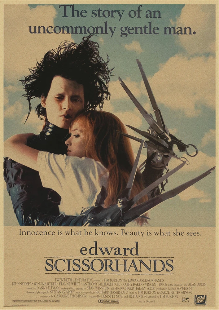 Edward Scissorhands movie Vintage Retro Matte Kraft Paper Antique Poster Wall Sticker Home Decora