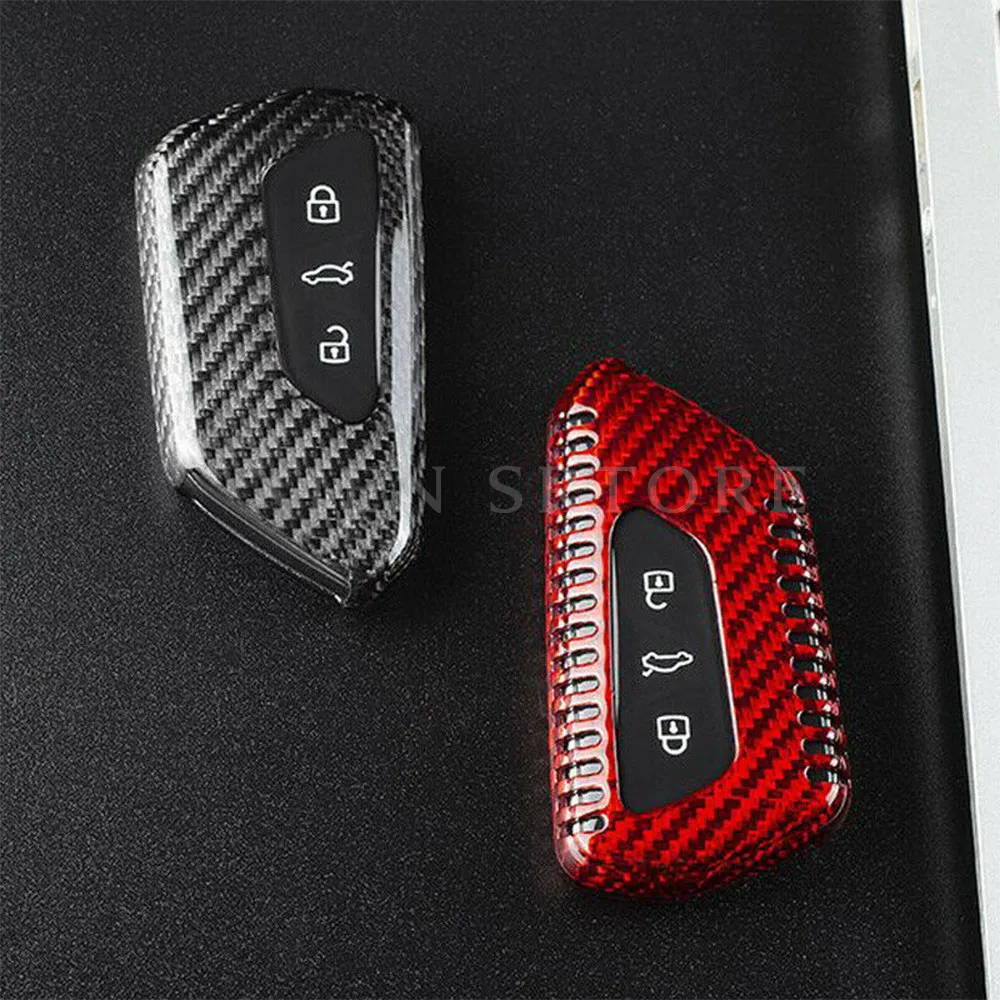 

100% Carbon Fiber Car Remote Smart Key Fob Cover Case Shell Holder Skin Fit For VW Golf GTI MK8 2020 2021 Accessories