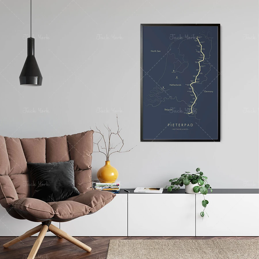 Pieterpad Map | Pieterpad Trail Poster | Hiking the Netherlands | Trail Map Art | Relive your Adventures