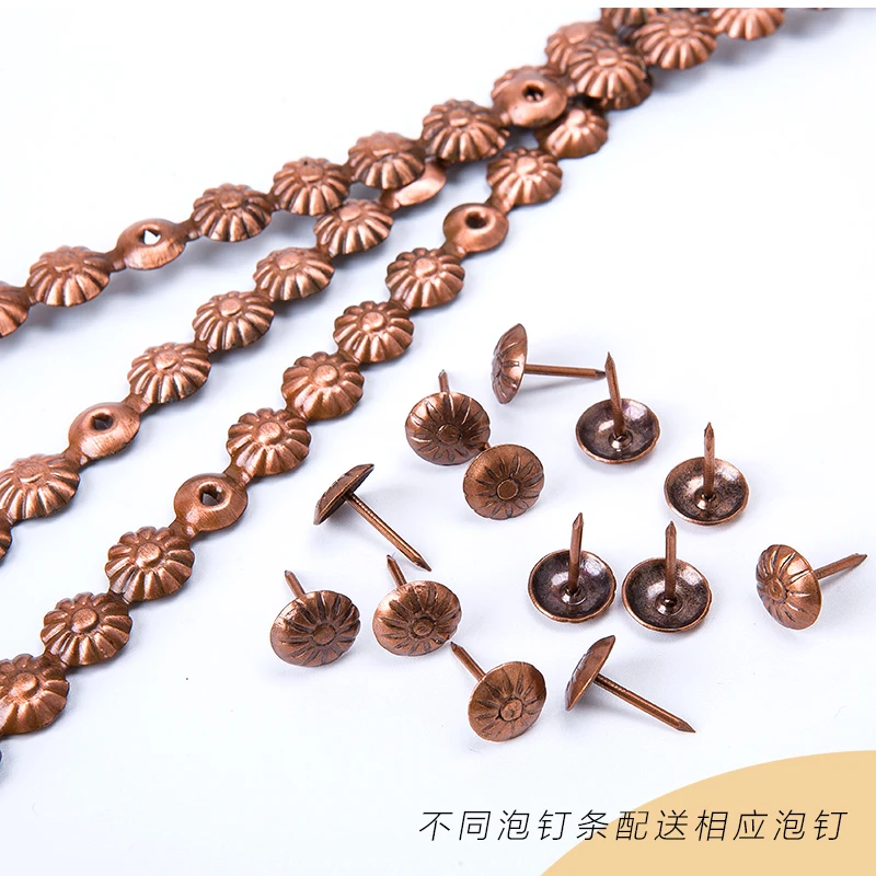 4Meter/Lot Upholstery Nail Strips 11mm Brass Nickel Bronze Decorative Nail Trims Tapes, Brass Tape Tacks Sofa Bedside Chair Nail