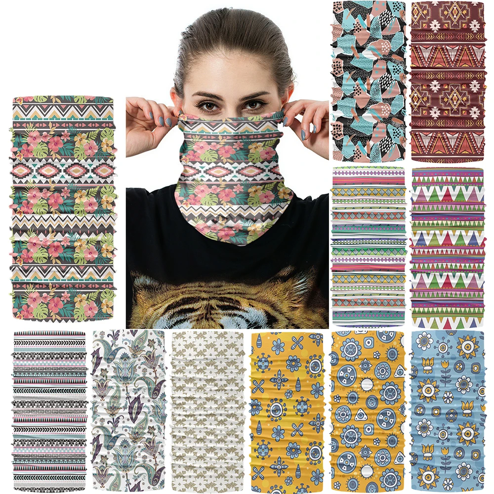 Multifunctional Outdoor Sports Cycling Hiking Scarf Women Men Bohemian Retro Face Shield Seamless Bandana Neck Warmer Windproof