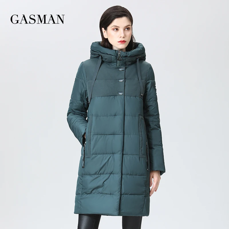 GASMAN 2022 women\'s winter jacket Long casual warm down jacket female Stand-up collar hooded zipper parka Women coat 17616