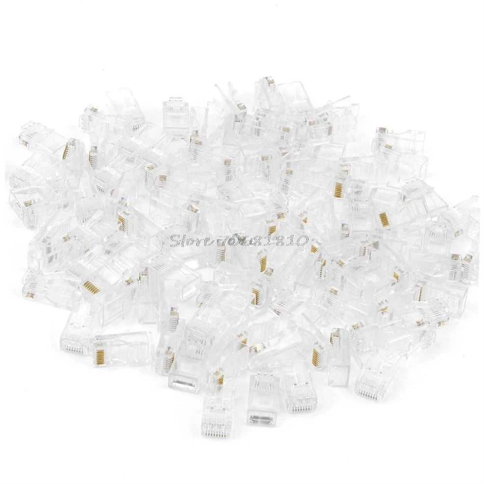 NEUE 25/ 100/200/500PCS Gold überzogene RJ45 Net Netzwerk Modulare Stecker Cat5 CAT5e Stecker 8P8C utp unshielded Modulare Rj45 Stecker