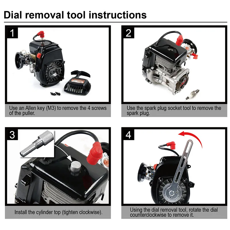 Herramienta de desmontaje de Dial de arranque súper fácil de Metal CNC compatible con 32CC 36CC 45CC Enigine 1/5 Hpi Km Rovan Baja LT DBXL FG GoPed Redcat