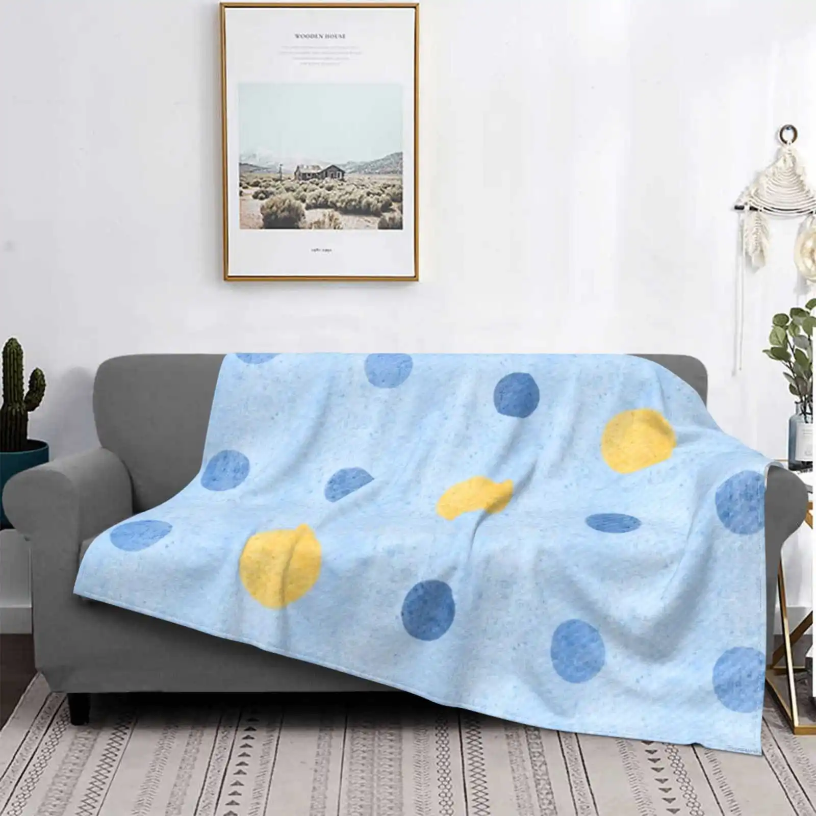 Dots : : Blue And Yellow Low Price New Print Novelty Fashion Soft Blanket Digitalart Sachers Luxury Dots Style Passion Modern