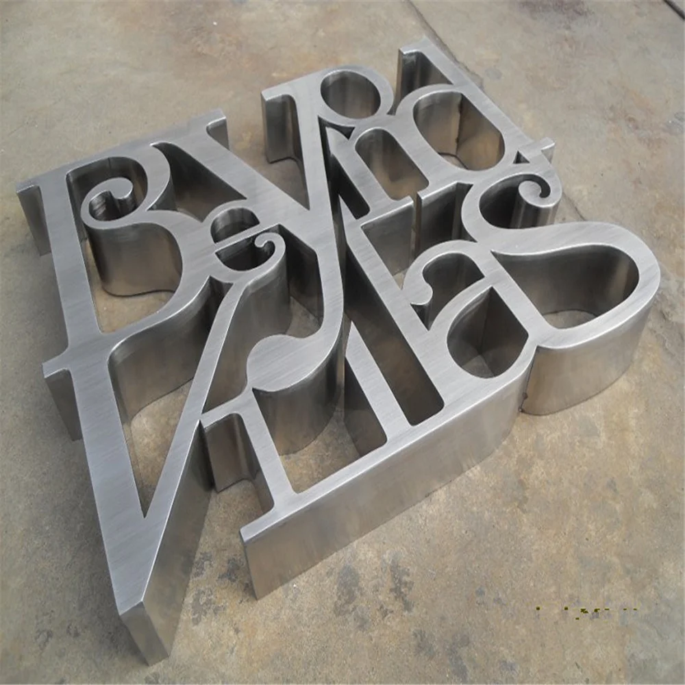 Factory Outlet Outdoor  metal logo sign, stainless steel signage, satin chrom metal shop name sign letters  logo