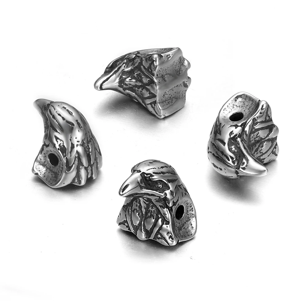 Koraliki do hełmu ze stali nierdzewnej Animal Wolf Viking Warrior 2mm Otwory Charms do bransoletek z koralików Akcesoria do tworzenia biżuterii DIY