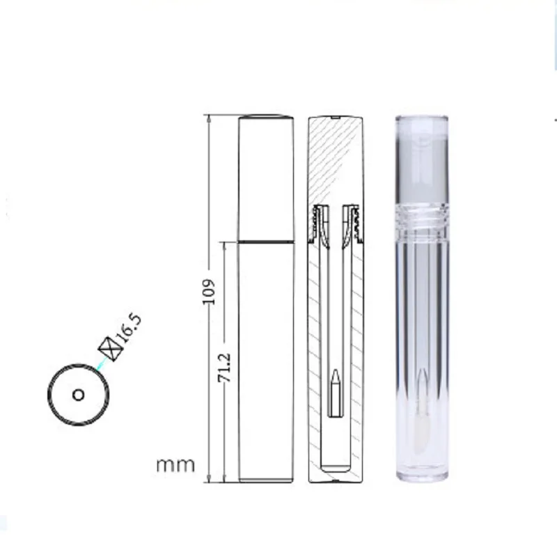 10/25/50Pcs contenitore per imballaggio lucidalabbra trasparente 5ML flacone cosmetico vuoto per smalto per labbra tubo per lucidalabbra trasparente in PET con bacchetta