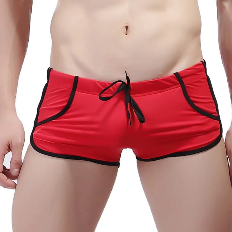 Men Sexy Swimsuits Swim Briefs Beach Swimming Shorts Trunks Surf Boardshorts Gay Swimwear Bikini Low Rise Bathing Pouch