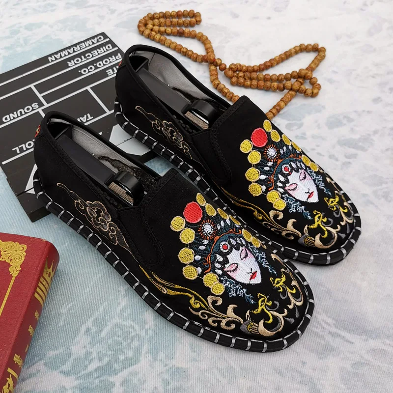 Cute Dog Embroidered Slip on Flats Shoes Womens Breathable Casual Women's Loafers Shoes Flower Chinese Shoes White Mujer Pisos image 5