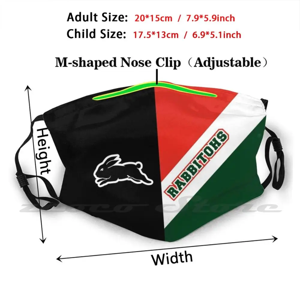 Selatan Sydney Rabbitohs Masker Wajah Masker Kain Reusable Penyaring Dicuci Selatan Sydney Rabbitohs Nrlmerch Nrl Selatan