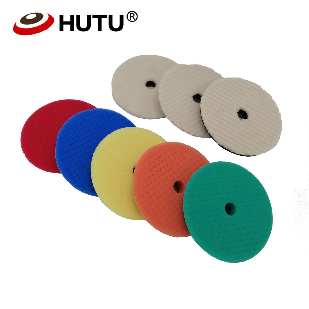 HUTU 8pcs Car Polishing Kit for Car Polishier 5/6 Inch  Car Polish Buffing Pad 125mm150mm Abrasive Disc Sponge Foam Pads