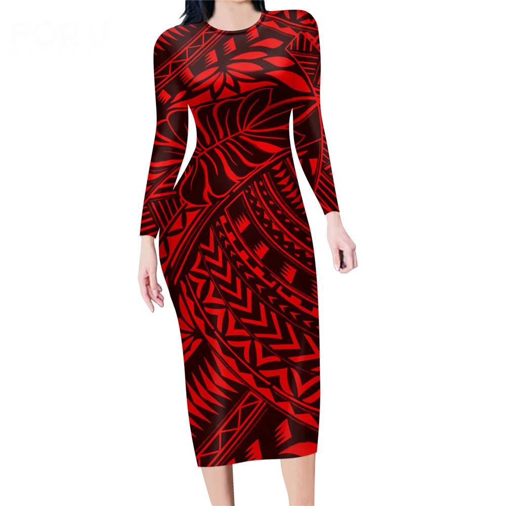 Noisydesigns Neue Trend Sexy Bodycon Weiche Kleid Für Frauen Polynesian Tribe Tapa Muster Print-Club Dame Lange Tops Bleistift Vestidos