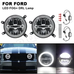 Fit For 2005 2006 2007 2008 2009 Ford Mustang GT Center Hood Grille LED Driving Fog Lights White/ DRL Halo Daylights Car-Styling