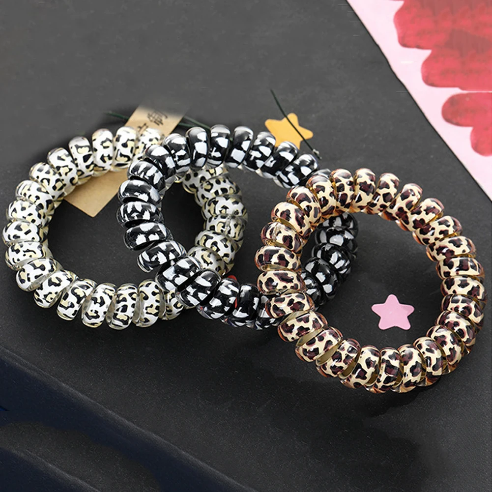 1PCS Leopard Hair Scrunchie Elastic Hair Bands Circle Spiral Hair Ties Women Girls Headwear Ponytail Holder Hair Accessories