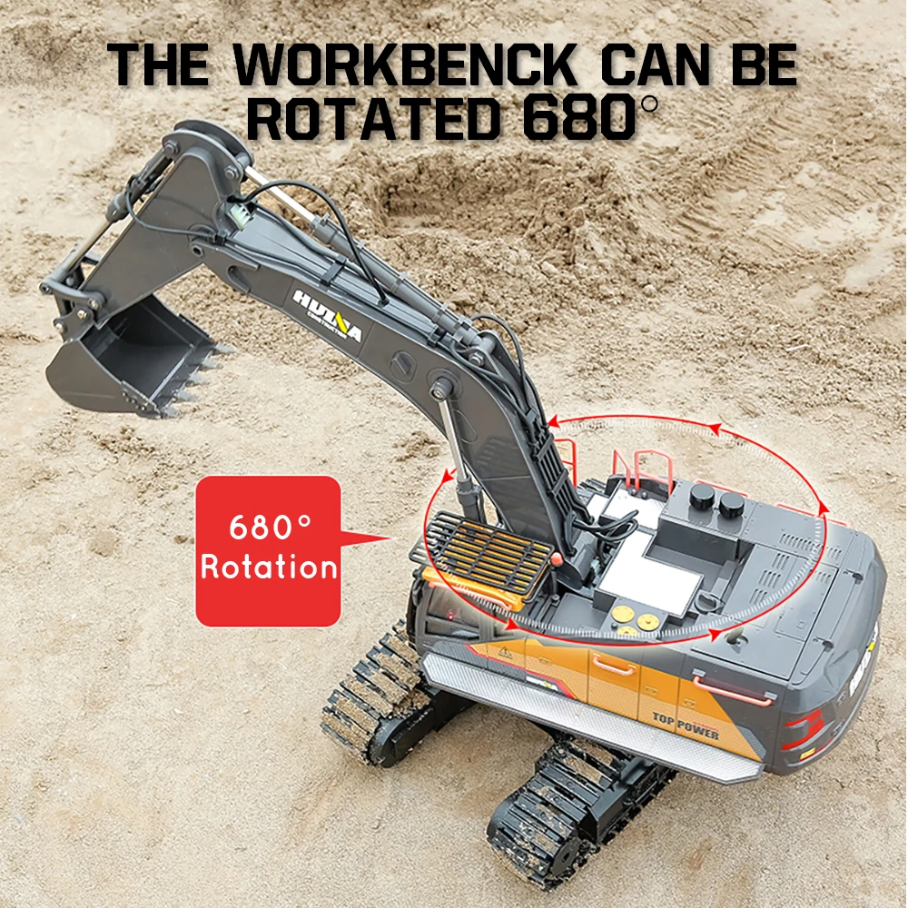 1/14 HUINA 592 RC escavatore camion escavatore in lega Caterpillar 2.4G 22CH radiocomandato modello di ingegneria auto elettrica giocattolo ragazzo