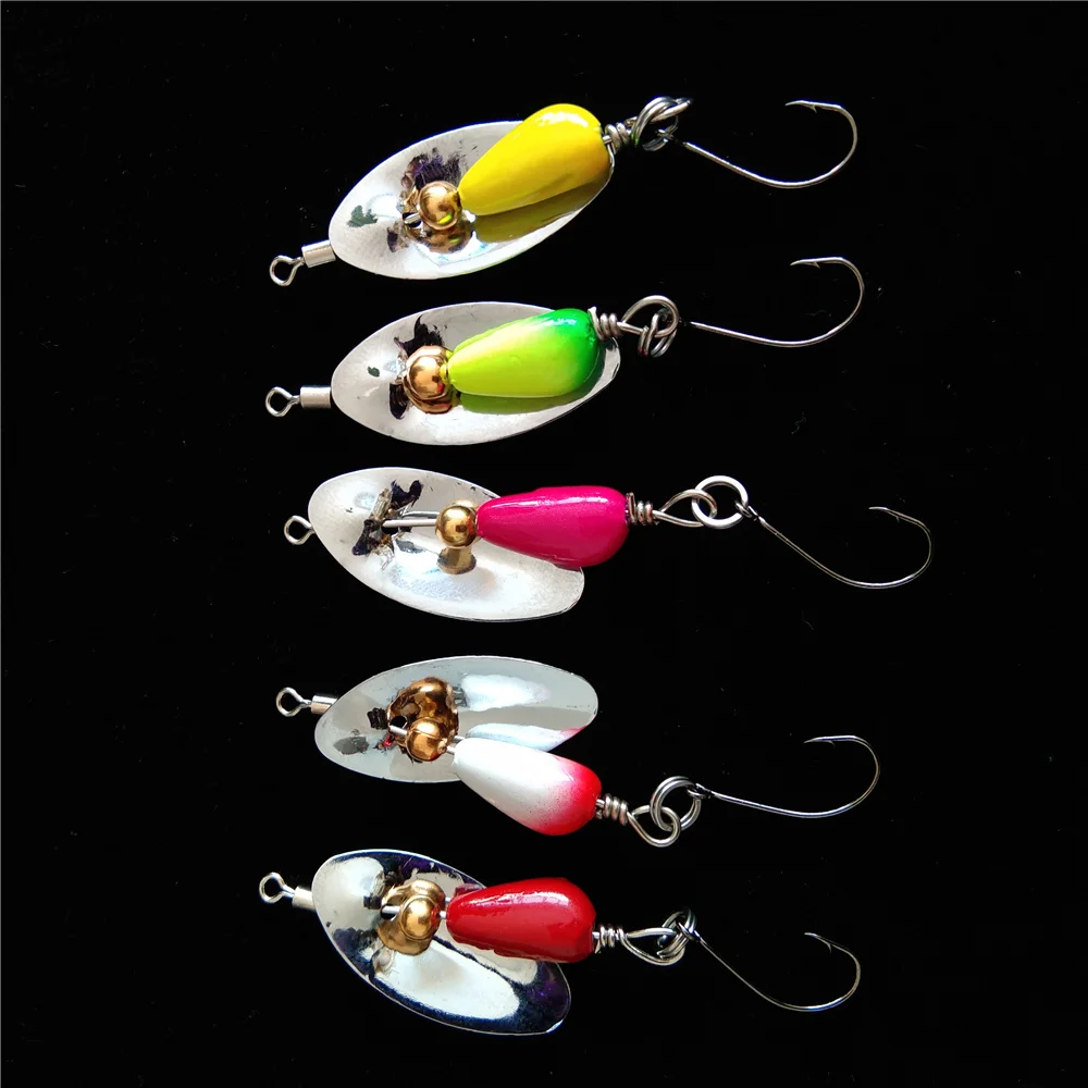 Swolfy 5pcs 2.5g/4.5g Mini single hook Jig Fishing Lure Micro jigging Spinner Spoon Hard Bait Crankbait Spinner Fishing Tackle