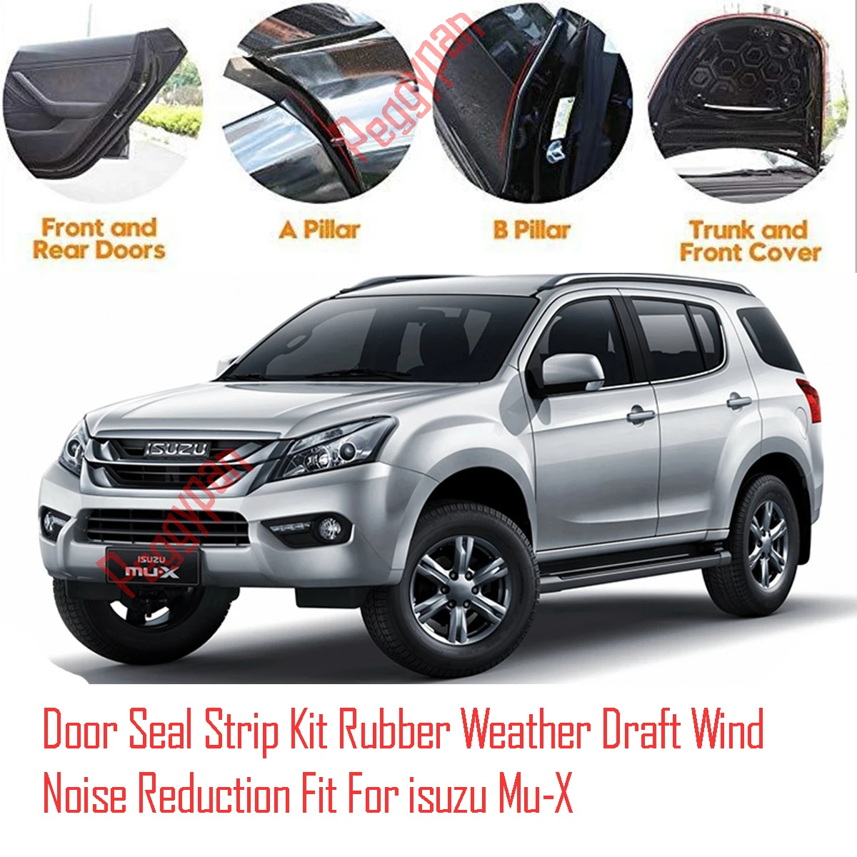 

Door Seal Strip Kit Self Adhesive Window Engine Cover Soundproof Rubber Weather Draft Wind Noise Reduction Fit For isuzu Mu-X