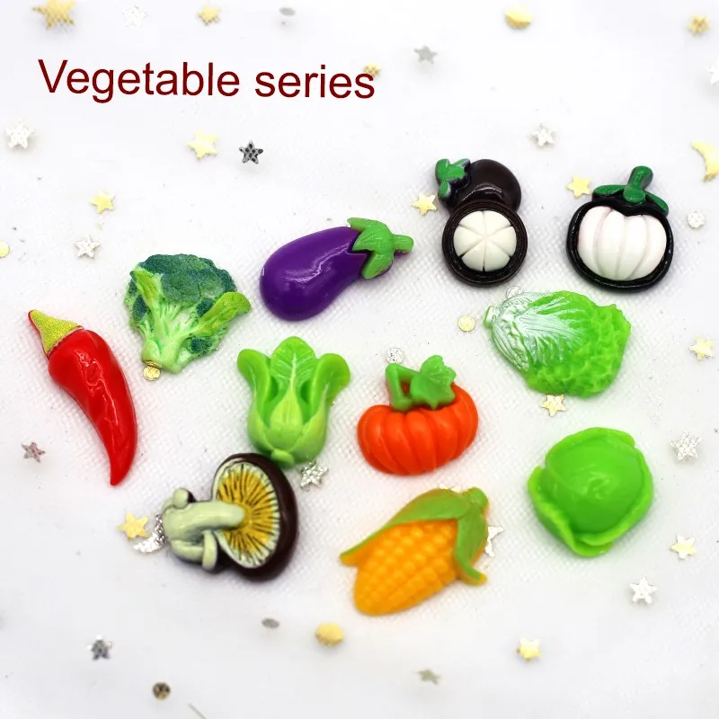 Fruit Vegetable Series Flat Bottom Acrylic Child Education Refrigerator Wall Decoration DIY Handmade Home Clothing Toys 20pcs