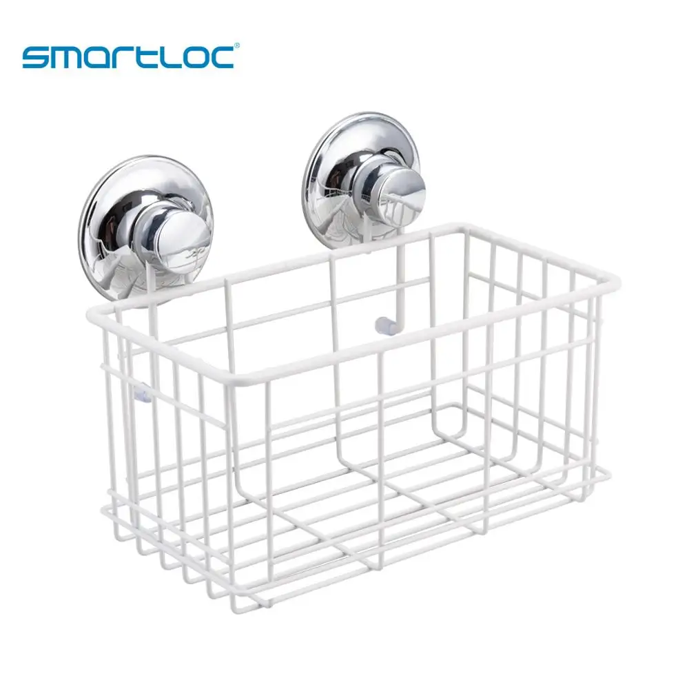 Smartloc Vacuum Suction Iron Wall Mounted Bath Rack  Bathroom Accessories Organizer Bath Shower Storage Container