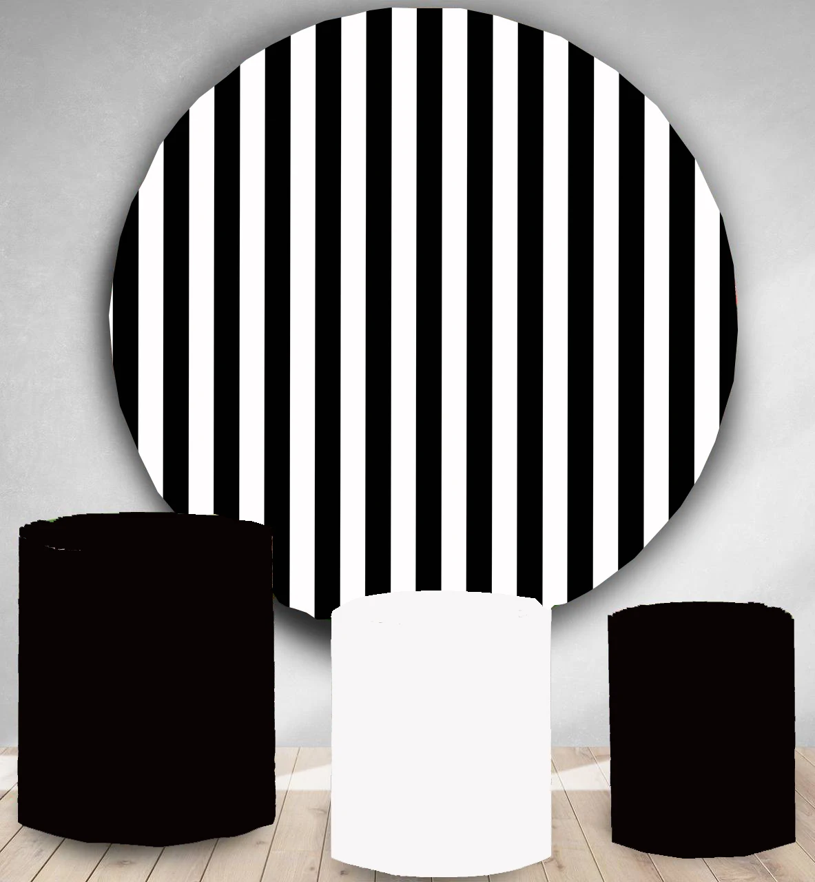 Circle backdrop round background black and white stripes wedding birthday party decor bridal baby shower candy table coverYY-104
