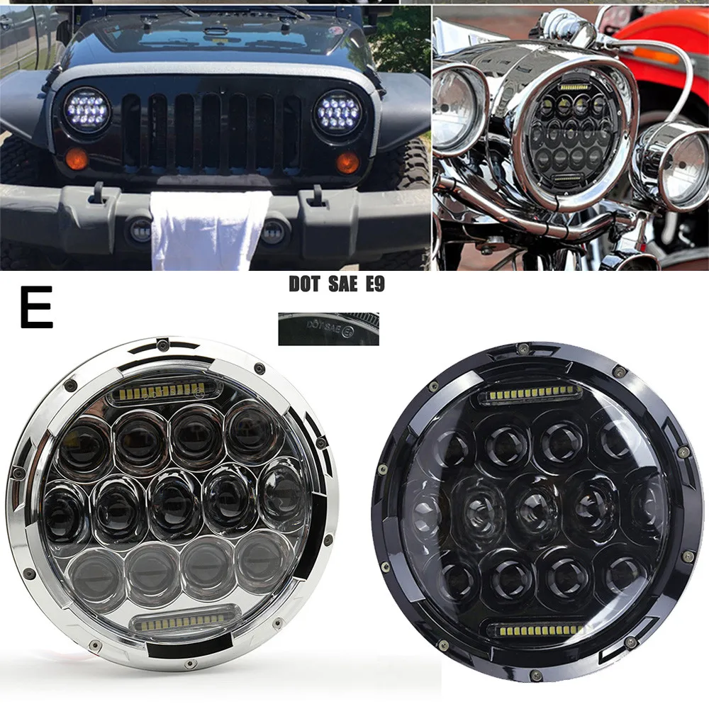 

LED Headlight 7Inch Car Round Light with DRL Hi/Lo Beam Headlamp for Jeep Off Road Hummer Trucks Harley Jk TJ Moto 75W 1Pair