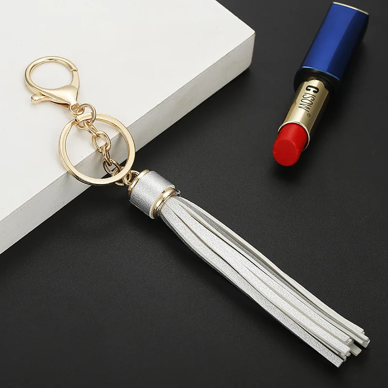 Long Tassle Key Rings Charm Zinc Alloy Leather Key Chain Car Bag Purse Key Accessories For Women Men Gift Party 22 Colors image 4
