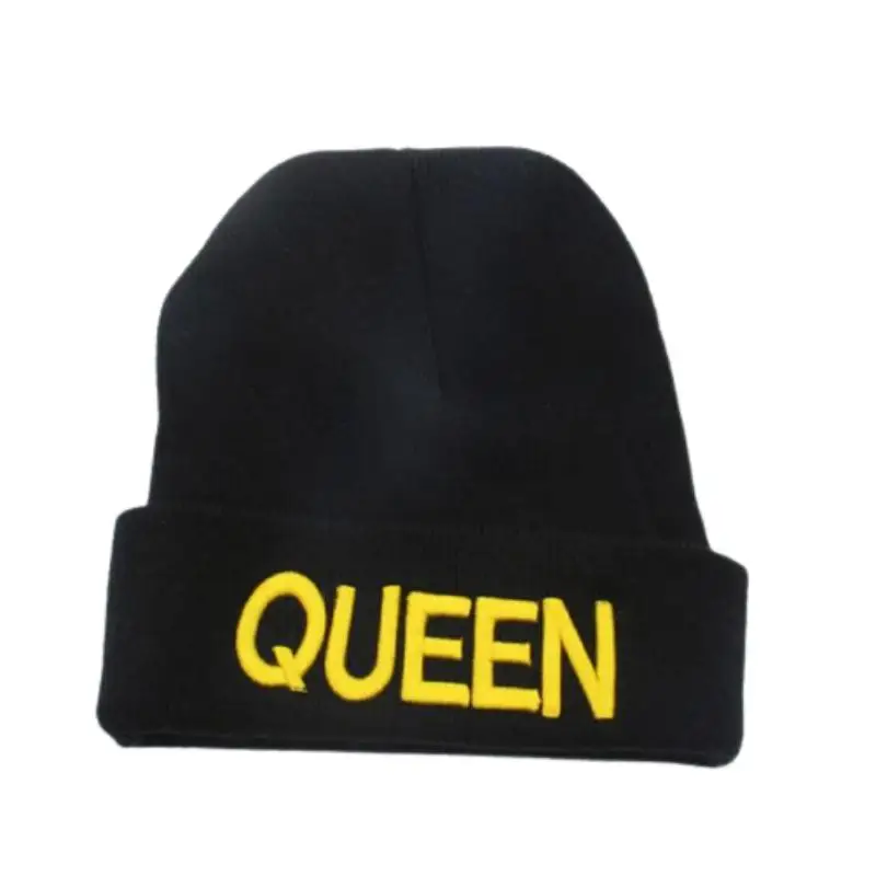 Beanies KING QUEEN Letter Embroidery Warm Hat Knitted Cap Hip Hop Men Women Lovers Street Dance Bonnet Skullies Black White