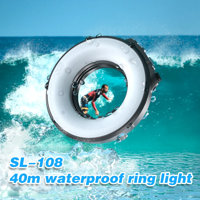 Seafrogs 1200LM Ring Light Underwater Flash General camera 67mm threaded Lens 4 Modes 3 Colors with USB Charge Waterproof Flash