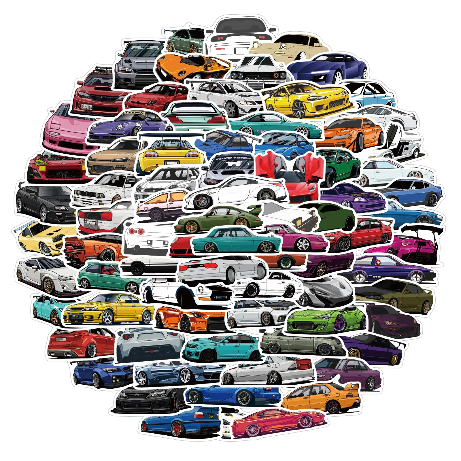 10/50/100PCS Classic Sports Car Styling Graffiti Stickers Waterproof For DIY Motorcycle Guitar Moto Helmet Bike Cool JDM Sticker