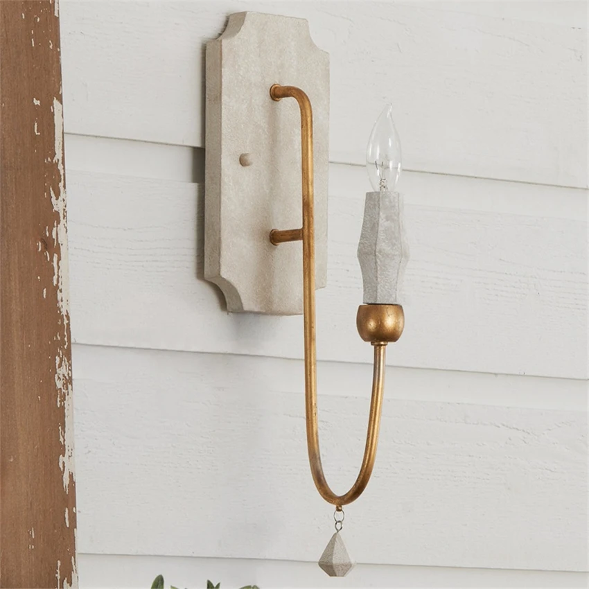 Vintage Elegant Candlestick Wood Wall Lamps American Art Living Room Lamp Sconces Wall Lights Bedroom Bedside Deco Lighting