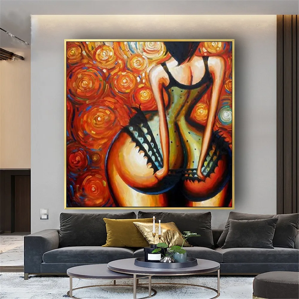 Exaggerated Art Canvas Painting Body Art Decorative Wall Painting Pure Hand-Painted Abstract Oil Painting Home Hotel Decor Mural