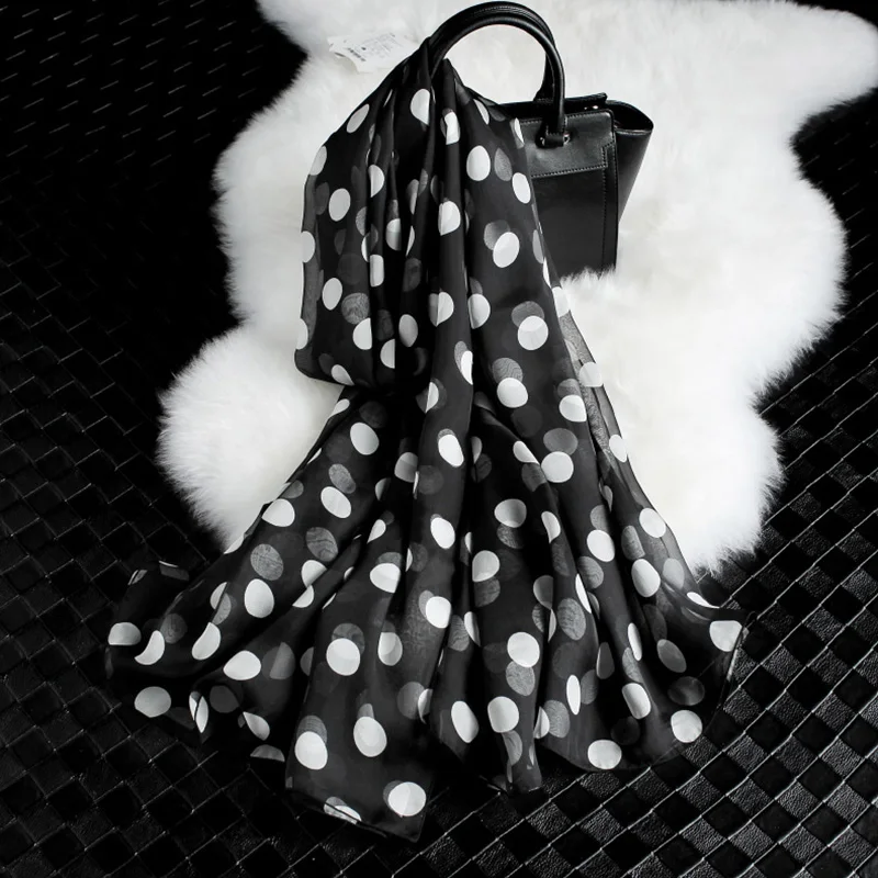 Summer Thin Sunscreen Polka Dot Long Oversized Chiffon Scarf Shawl Female Multifunction Soft Beach Towel Hijab Snood Kerchief M5 image 3