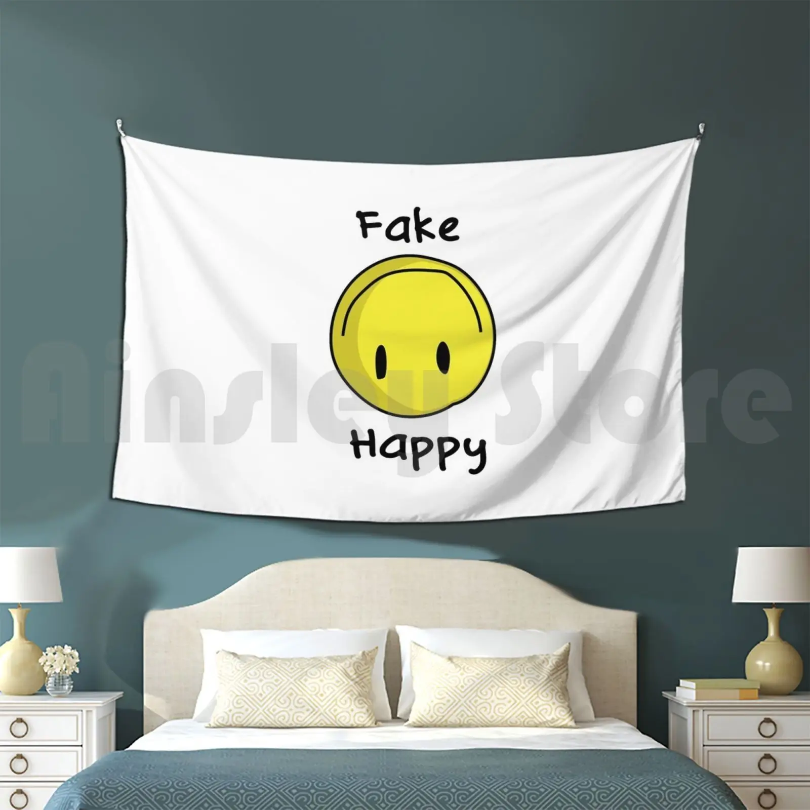 Fake Happy Tapestry Living Room Bedroom Fake Happy Paramore Fake Smile Smile Meme Smile Funny Paramore Art Fake