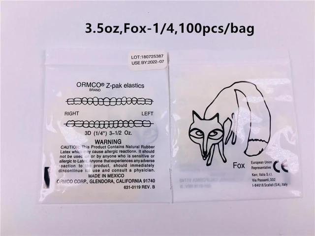 Fox 1/4エラスティックバンド歯列矯正z-pak伸縮性バンド3.5oz ormco zooパック100ピース/バッグ - AliExpress