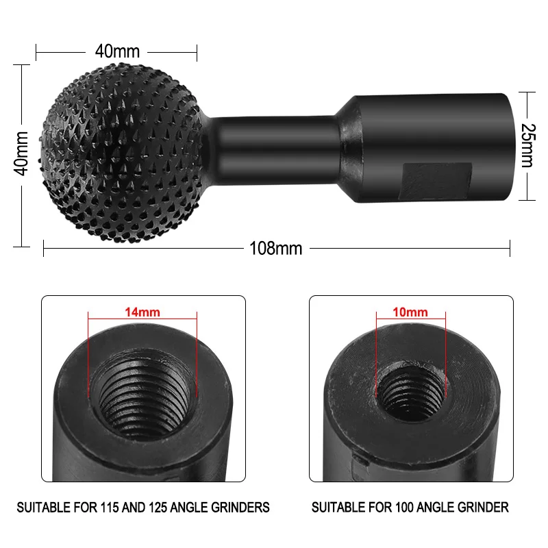 10mm/14mm strumenti per la lavorazione del legno smerigliatrice angolare testa di molatura a sfera scalpello a sfera coltello a sfera rettifica e