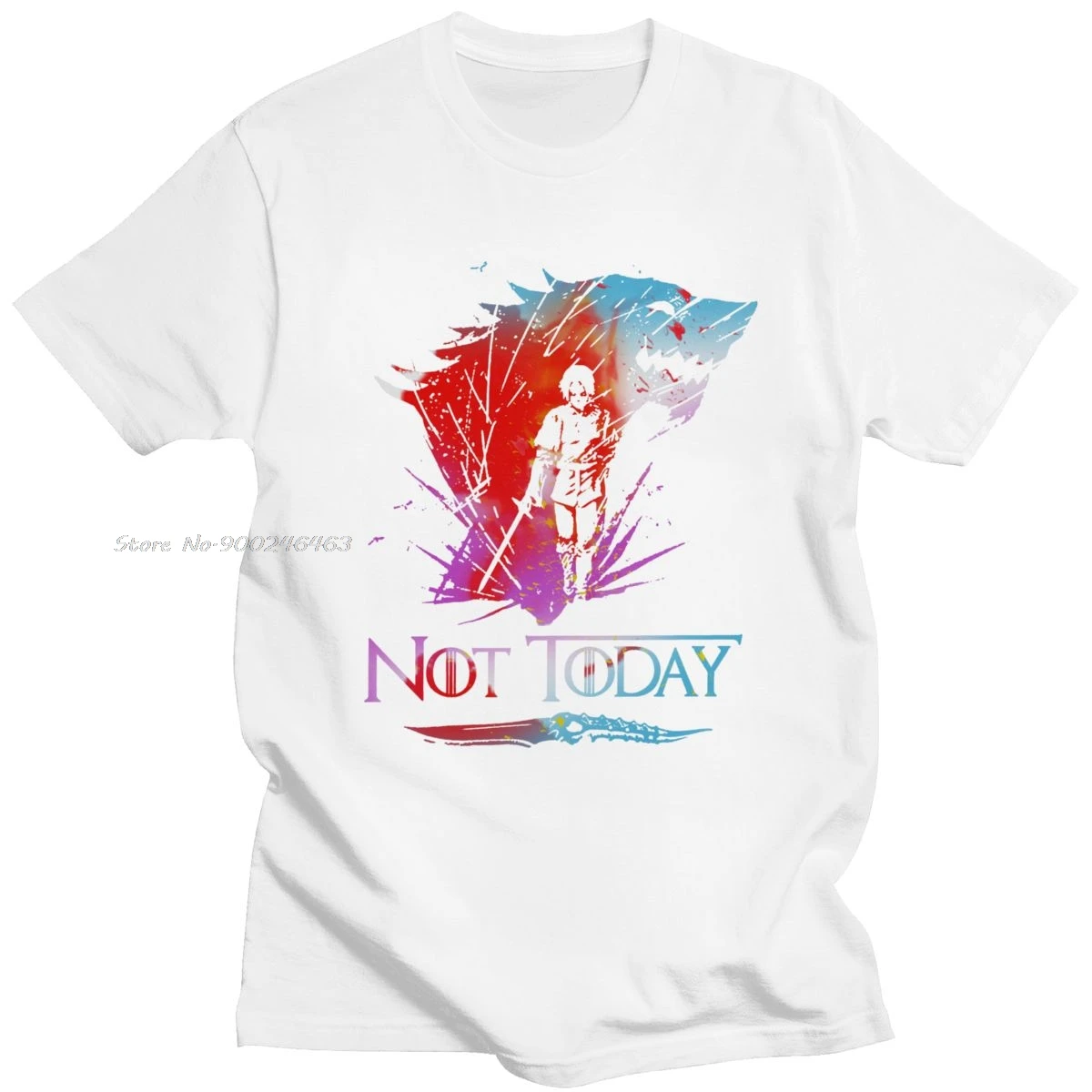 T Shirt Men Pure Cotton Not Today T-shirt Arya Stark Tee Tops Crew Neck Short Sleeved Urban TV Fans Tshirt