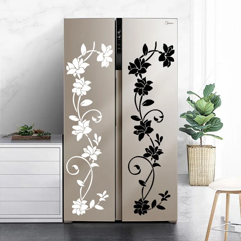 Flower Vine Vinyl Wall Sticker Home Decor Self-adhesive Waterpoof Art Poster Kitchen Refrigerator Cabinet Glass Wall Diy Mural