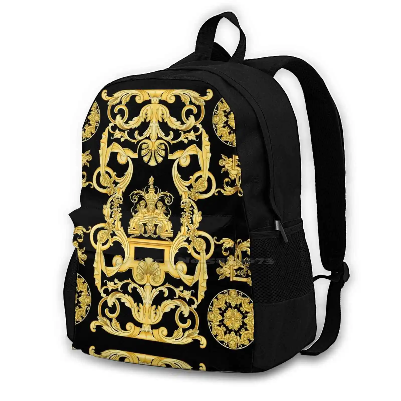 Baroque Prints Greek Ornament Goldenmeander Meandros Vintage Pattern Design Laptop Travel School Bags Greek Ornament Meander