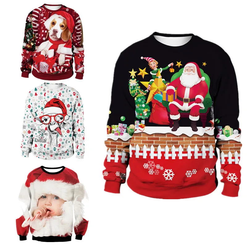 New Arrivals Funny Print Christmas Sweaters Jumpers Men Women Autumn Winter CLothing Pullover Sweatshirt For Xmas Holiday Party