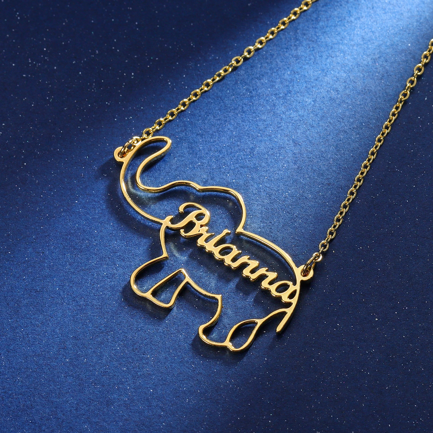 

Personalized Name Necklace Custom Elephant Name Necklace&Pendant Gold Chocker Stainless Steel Charm Name Jewelry Gift For Women