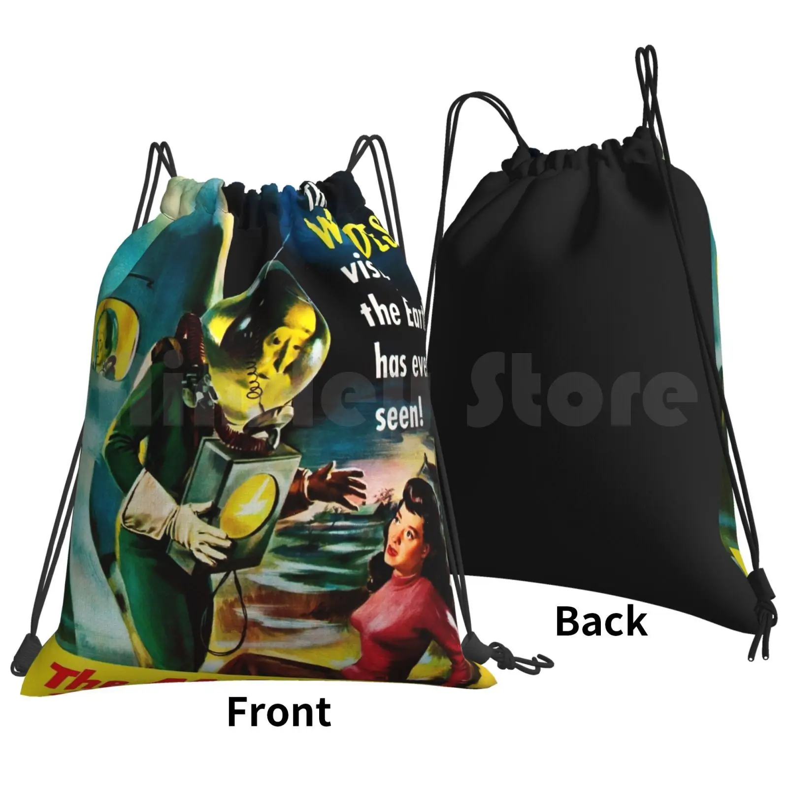 The Man From Planet X Science Fiction Classic Hollywood Movie Backpack Drawstring Bags Gym Bag Waterproof Vintage Vintage