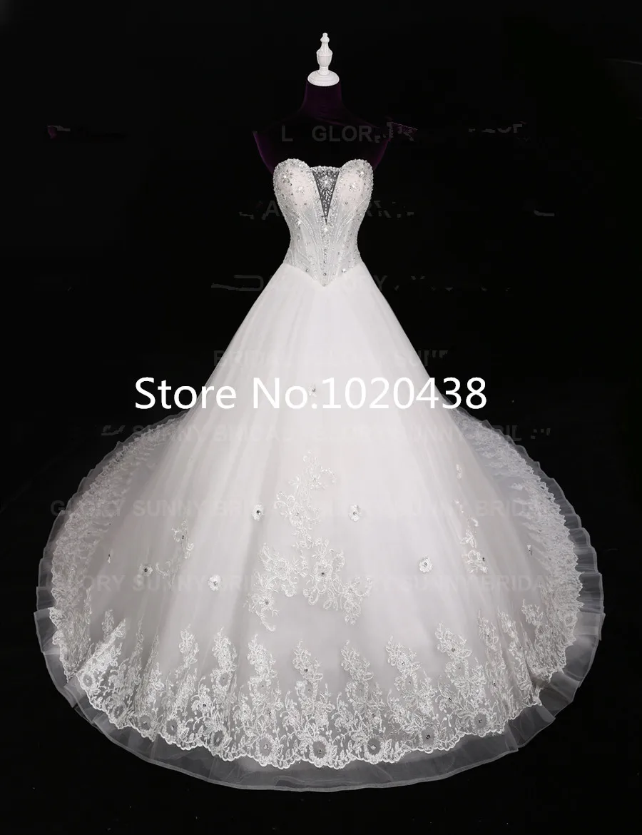 Robe de mariée en dentelle sans bretelles, nouvelle Collection 2016, avec des Appliques en cristal, Design de luxe, petites fleurs, sur mesure, nouvelle Collection