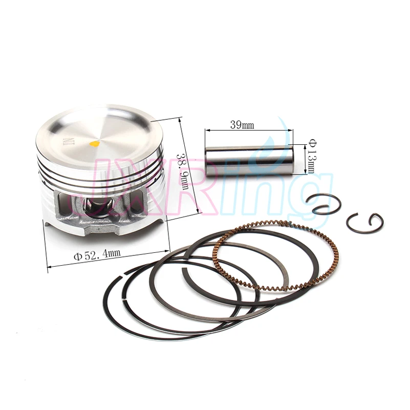 Motorcycle Piston Ring Pin Set Kit Assembly 52.4mm Piston Ring Caliber 13mm For 110cc 125cc ATV Dirt Bike