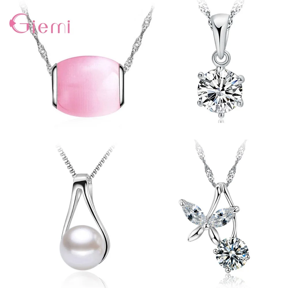 4 Pcs/Lot New Collection Genuine 925 Silver  Necklaces Package Sale Pendants Necklaces Combination For Wedding Jewelry